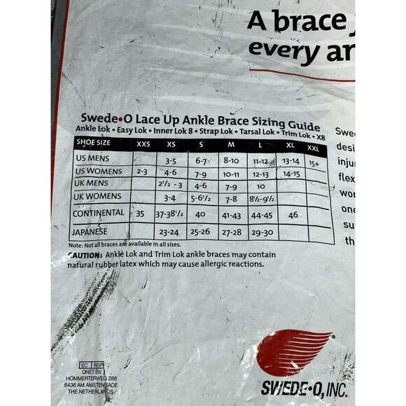 Swede-O Strap Lok Ankle Brace size Medium Black - New - Picture 5 of 9